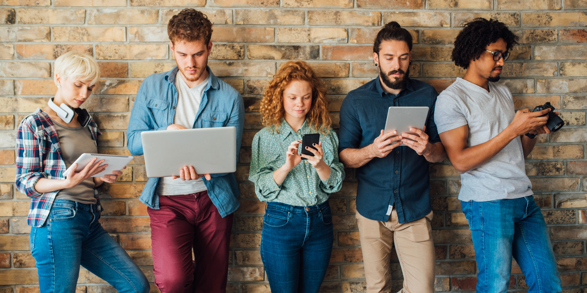 Millennial and Gen Z using various electronic devices